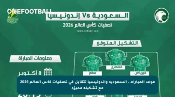 موعد المباراة.. السعودية وإندونيسيا تتقابل في تصفيات كأس العالم 2026 مع تشكيلة مميزة